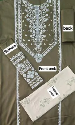 2 Pcs Women's Unstitched Embroidered Suit