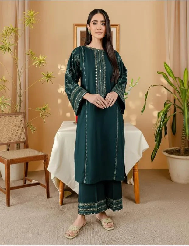 2 Pcs Women's Unstitched Printed Cambric Suit