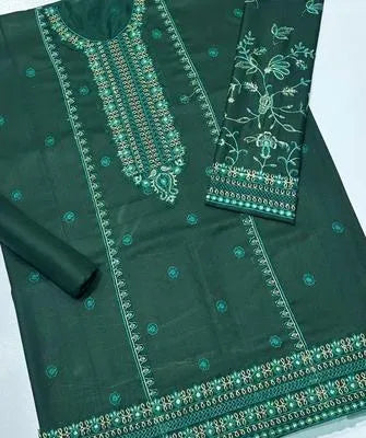 2 Pcs Women's Unstitched Printed Cambric Suit